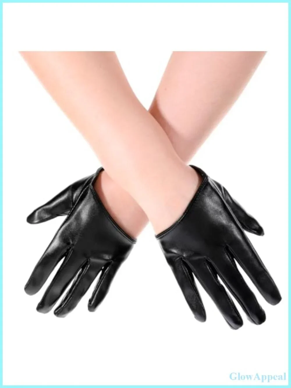 Black PU Leather Half Finger Gloves for Dance, Driving & Cosplay